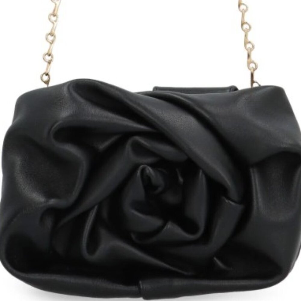 BURBERRY Black Rose Soft Leather Clutch Gold Chain & BURBERRY Dust Bag NWT - Picture 9 of 16
